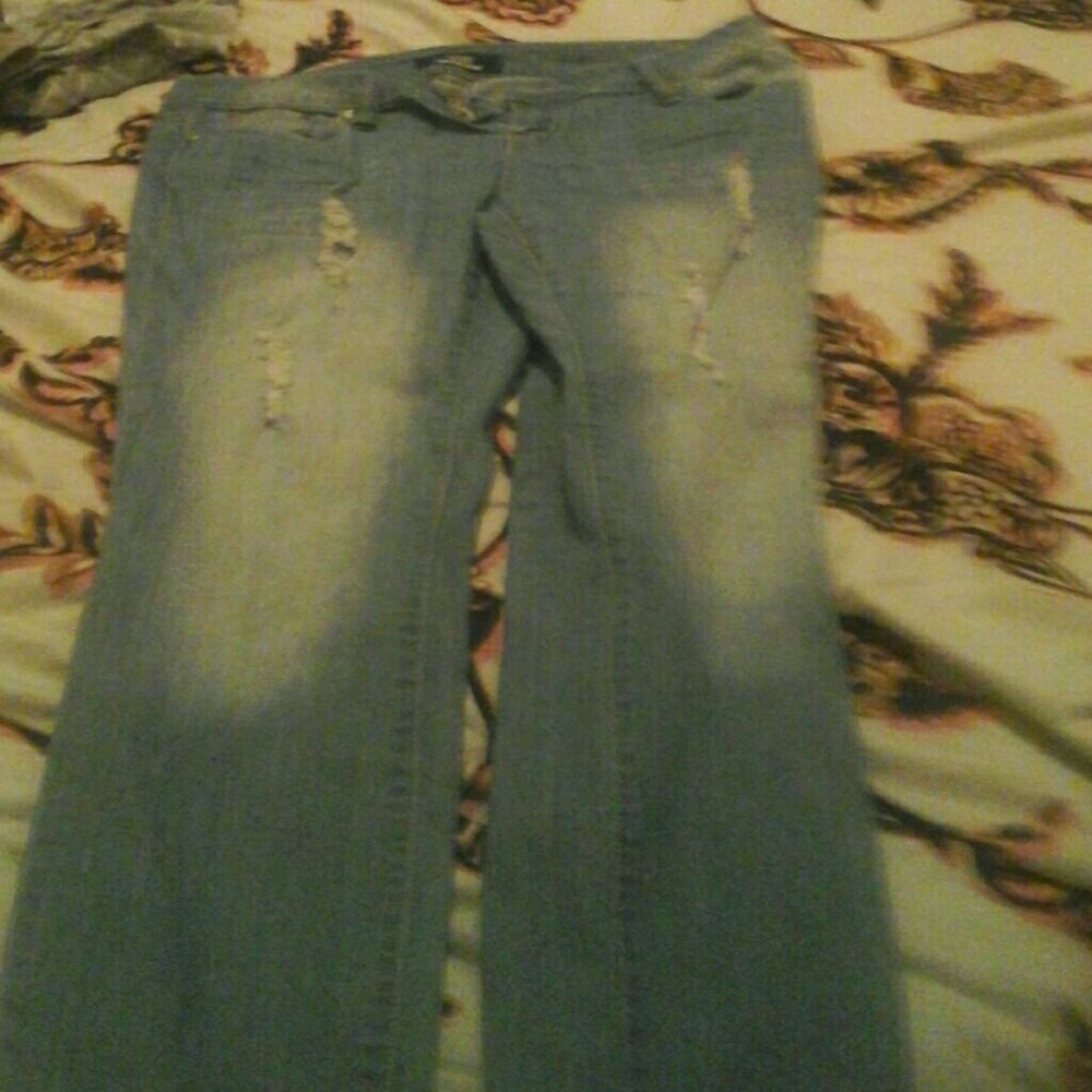 Ripped blue jeans